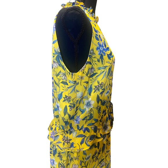 Sam Edelman Sheer Yellow Layered Floral Dress Size 10 - Picture 9 of 16